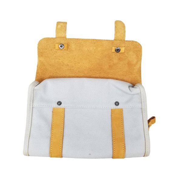 DPark Twofold Multifunctional Phone Digital Storage Bag Grey Canvas Tan Leather - Picture 3 of 9